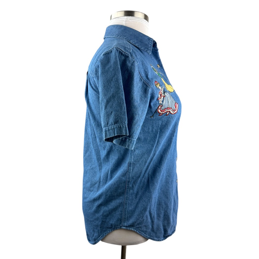 Vintage Golf Cambridge Dry Goods Country Store Denim Shirt Button Front Medium - Picture 10 of 15